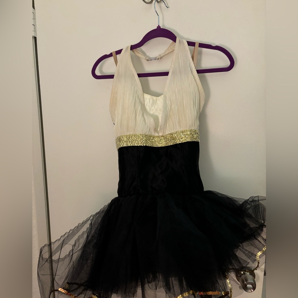 Black and white bedazzled dance costume
